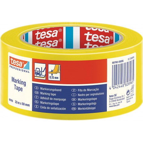 TESA Cinta Señalización temporal serie 60760-33m x 50mm Amarilla