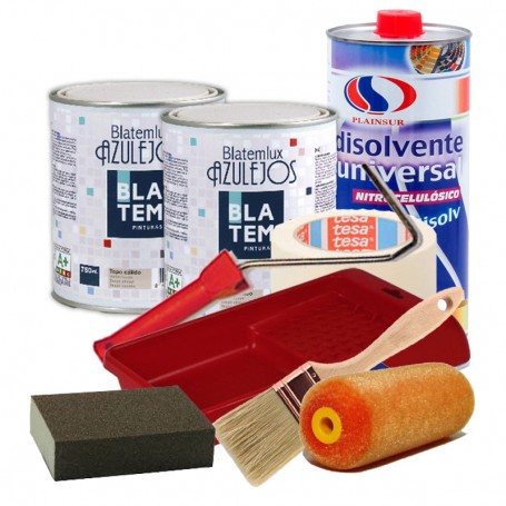 Pack de pintura para azulejos + disolvente + herramientas para pintar
