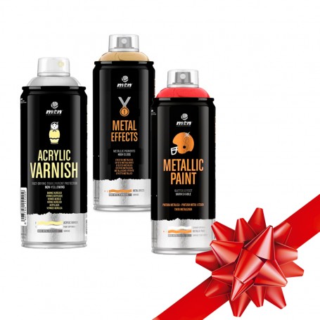Pack de Spray Cromado Oro + Spray Rojo Metálico + Spray Barniz Brillo