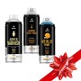 Pack de Spray Cromado Plata + Spray Azul Metálico + Spray Barniz Brillo