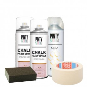 Pack Spray Chalk Paint + Cera + Lija + Cinta
