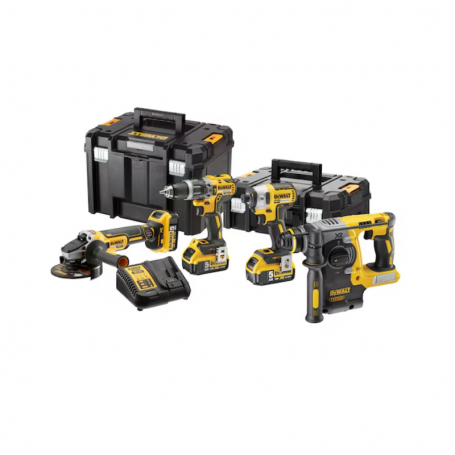 DW KIT XR 18V TALADRO + ATORNILLADOR + AMOLADORA + MARTILLO + 3 BATERÍAS